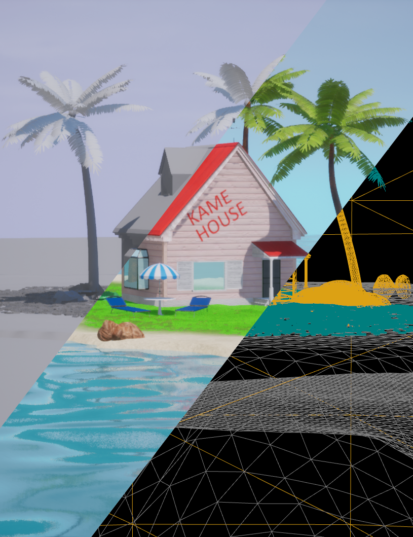 Kame House Scene layers